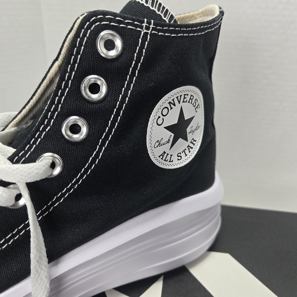 Converse Chuck Taylor All-Star Move High-Top Platform Black White Sneaker Size 8 - Picture 7 of 11